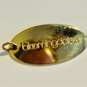 Vintage Bloomingdale's Oval Keychain 2.5" Gold Tone Brass 2000s Department Store